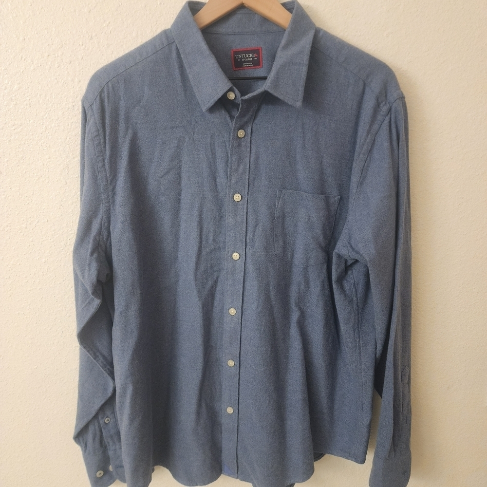 UNTUCKit Blue 100% Cotton Button Up Dress Shirt Mens XL